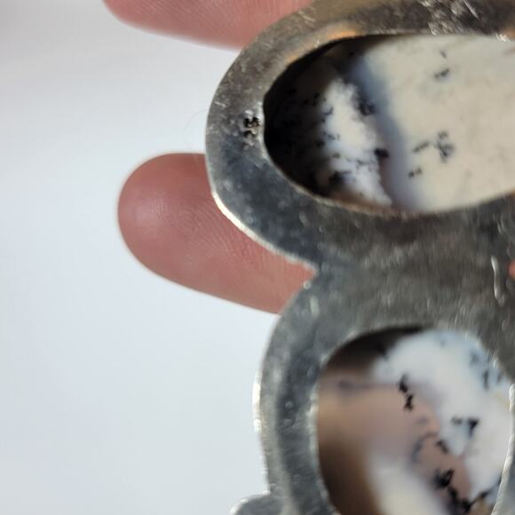 Dendritic Opal Pendant Necklace – Triple Stone Design + 20" Sterling Chain - Picture 6 of 10